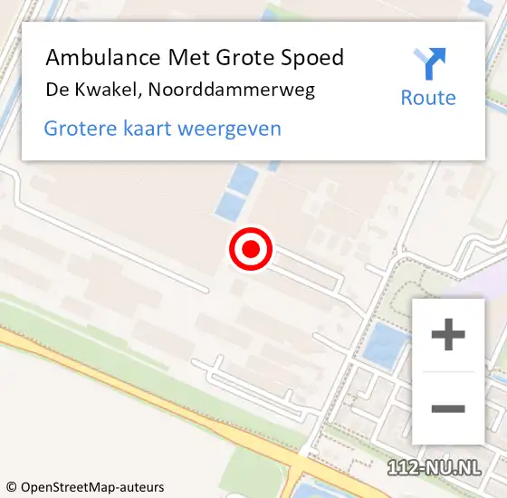 Locatie op kaart van de 112 melding: Ambulance Met Grote Spoed Naar De Kwakel, Noorddammerweg op 25 oktober 2023 15:03