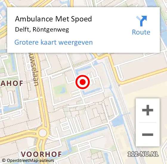 Locatie op kaart van de 112 melding: Ambulance Met Spoed Naar Delft, Röntgenweg op 25 oktober 2023 15:03