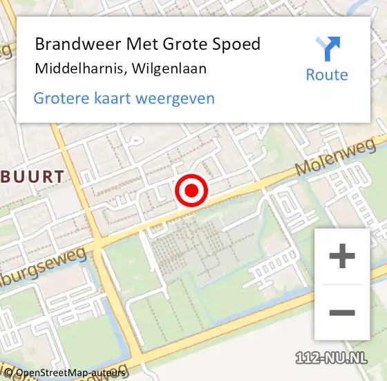 Locatie op kaart van de 112 melding: Brandweer Met Grote Spoed Naar Middelharnis, Wilgenlaan op 25 oktober 2023 15:05