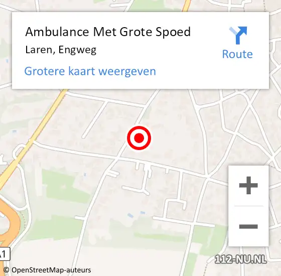 Locatie op kaart van de 112 melding: Ambulance Met Grote Spoed Naar Laren, Engweg op 12 september 2014 18:55