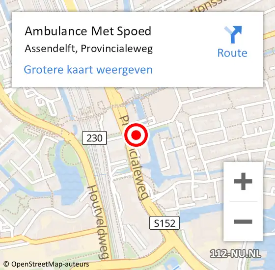 Locatie op kaart van de 112 melding: Ambulance Met Spoed Naar Assendelft, Provincialeweg op 25 oktober 2023 16:15