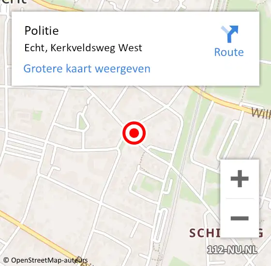 Locatie op kaart van de 112 melding: Politie Echt, Kerkveldsweg West op 25 oktober 2023 16:18