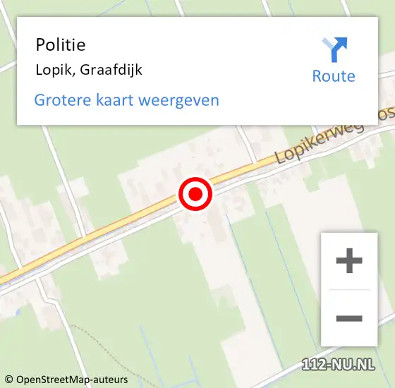 Locatie op kaart van de 112 melding: Politie Lopik, Graafdijk op 25 oktober 2023 16:24