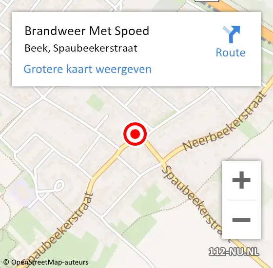 Locatie op kaart van de 112 melding: Brandweer Met Spoed Naar Beek, Spaubeekerstraat op 25 oktober 2023 16:28