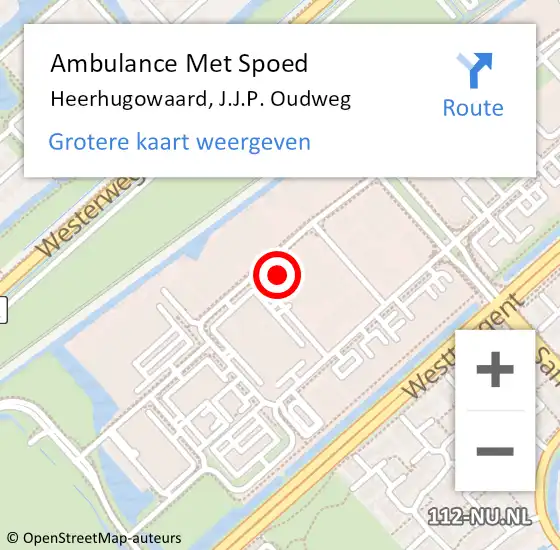 Locatie op kaart van de 112 melding: Ambulance Met Spoed Naar Heerhugowaard, J.J.P. Oudweg op 25 oktober 2023 16:34