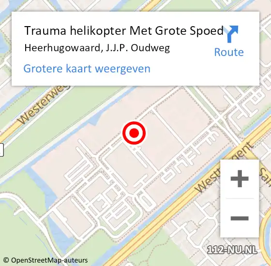 Locatie op kaart van de 112 melding: Trauma helikopter Met Grote Spoed Naar Heerhugowaard, J.J.P. Oudweg op 25 oktober 2023 16:37