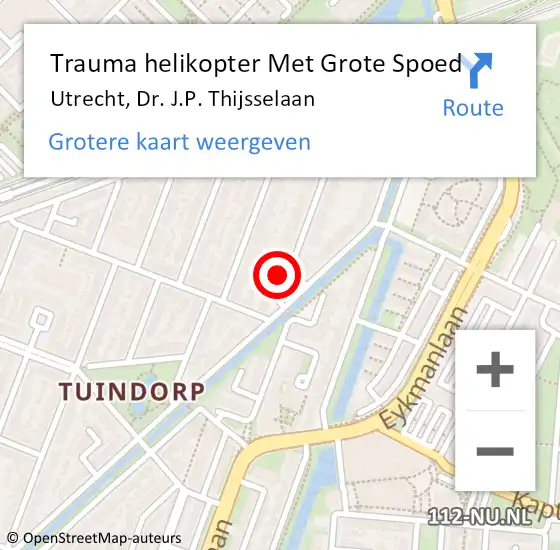 Locatie op kaart van de 112 melding: Trauma helikopter Met Grote Spoed Naar Utrecht, Dr. J.P. Thijsselaan op 25 oktober 2023 16:43