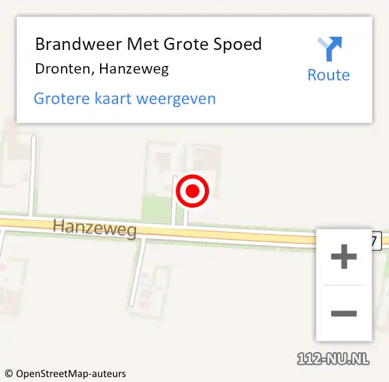 Locatie op kaart van de 112 melding: Brandweer Met Grote Spoed Naar Dronten, Hanzeweg op 25 oktober 2023 17:01