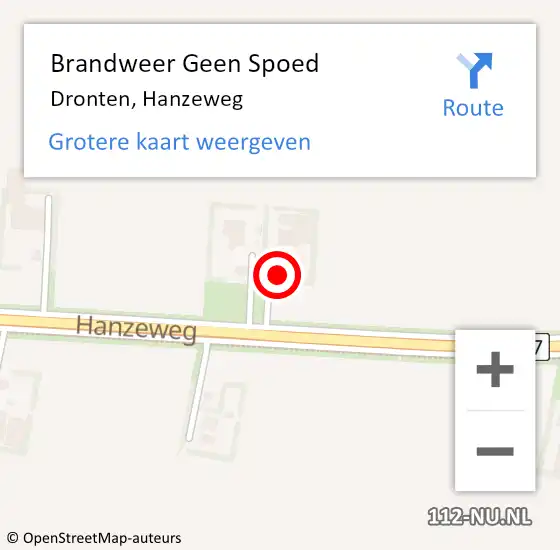 Locatie op kaart van de 112 melding: Brandweer Geen Spoed Naar Dronten, Hanzeweg op 25 oktober 2023 17:03