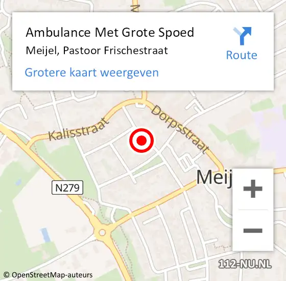Locatie op kaart van de 112 melding: Ambulance Met Grote Spoed Naar Meijel, Pastoor Frischestraat op 25 oktober 2023 17:32