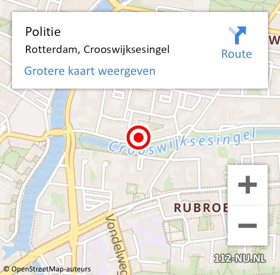 Locatie op kaart van de 112 melding: Politie Rotterdam, Crooswijksesingel op 25 oktober 2023 17:36