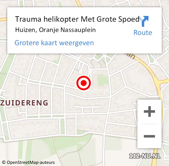 Locatie op kaart van de 112 melding: Trauma helikopter Met Grote Spoed Naar Huizen, Oranje Nassauplein op 25 oktober 2023 17:39