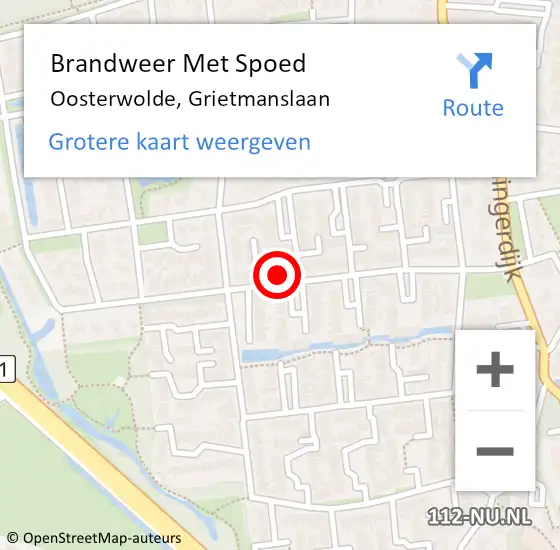 Locatie op kaart van de 112 melding: Brandweer Met Spoed Naar Oosterwolde, Grietmanslaan op 25 oktober 2023 17:41