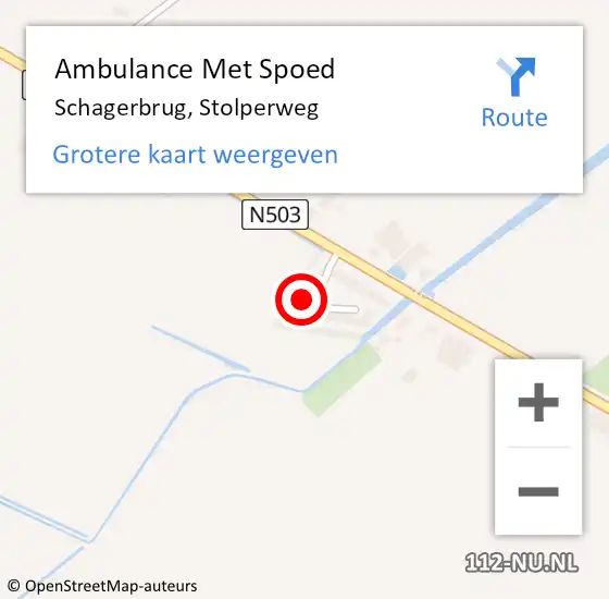 Locatie op kaart van de 112 melding: Ambulance Met Spoed Naar Schagerbrug, Stolperweg op 25 oktober 2023 17:45