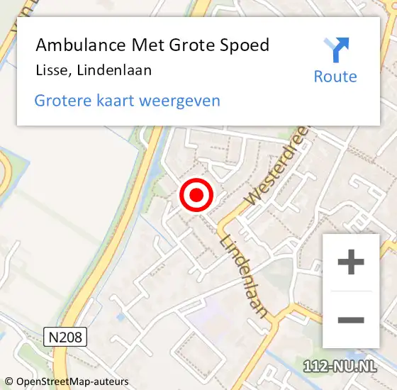 Locatie op kaart van de 112 melding: Ambulance Met Grote Spoed Naar Lisse, Lindenlaan op 25 oktober 2023 18:02