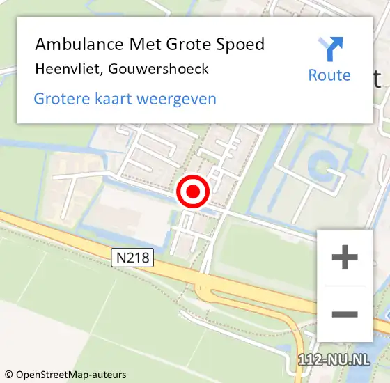 Locatie op kaart van de 112 melding: Ambulance Met Grote Spoed Naar Heenvliet, Gouwershoeck op 25 oktober 2023 18:34