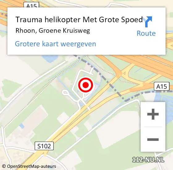 Locatie op kaart van de 112 melding: Trauma helikopter Met Grote Spoed Naar Rhoon, Groene Kruisweg op 25 oktober 2023 19:10