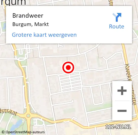 Locatie op kaart van de 112 melding: Brandweer Burgum, Markt op 25 oktober 2023 19:30