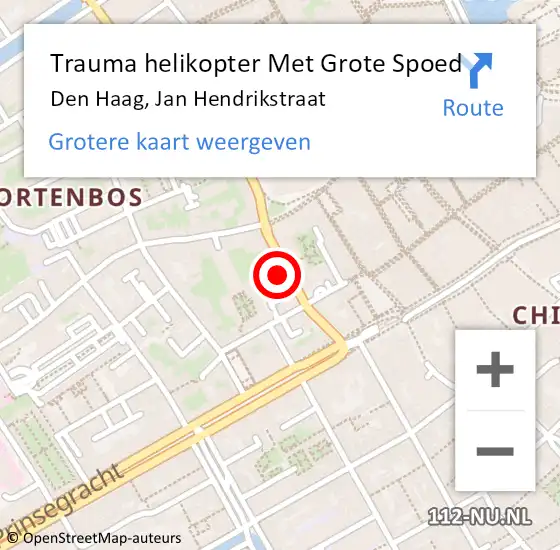 Locatie op kaart van de 112 melding: Trauma helikopter Met Grote Spoed Naar Den Haag, Jan Hendrikstraat op 25 oktober 2023 19:34