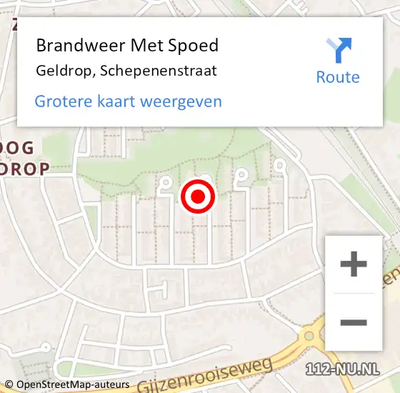 Locatie op kaart van de 112 melding: Brandweer Met Spoed Naar Geldrop, Schepenenstraat op 25 oktober 2023 19:35