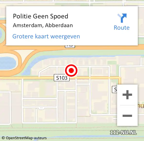 Locatie op kaart van de 112 melding: Politie Geen Spoed Naar Amsterdam, Abberdaan op 25 oktober 2023 19:41