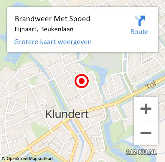 Locatie op kaart van de 112 melding: Brandweer Met Spoed Naar Fijnaart, Beukenlaan op 25 oktober 2023 19:43