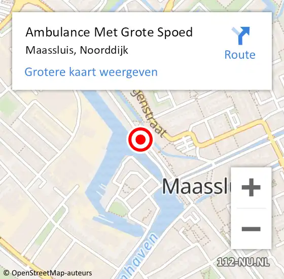 Locatie op kaart van de 112 melding: Ambulance Met Grote Spoed Naar Maassluis, Noorddijk op 25 oktober 2023 20:20