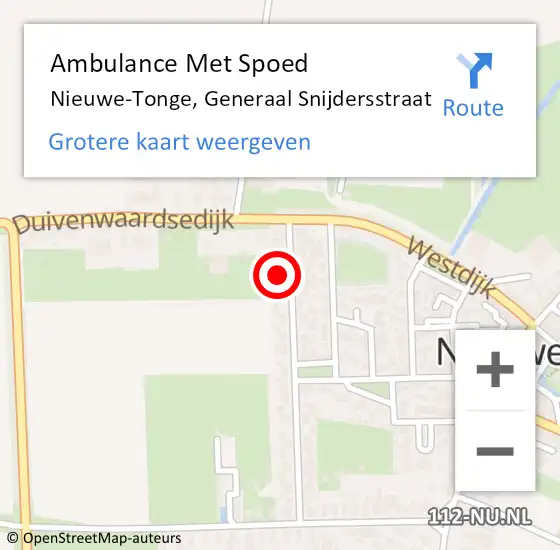 Locatie op kaart van de 112 melding: Ambulance Met Spoed Naar Nieuwe-Tonge, Generaal Snijdersstraat op 12 september 2014 19:30