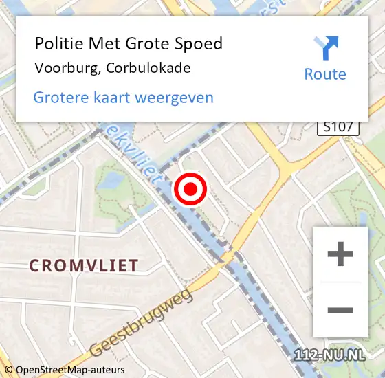 Locatie op kaart van de 112 melding: Politie Met Grote Spoed Naar Voorburg, Corbulokade op 25 oktober 2023 20:34