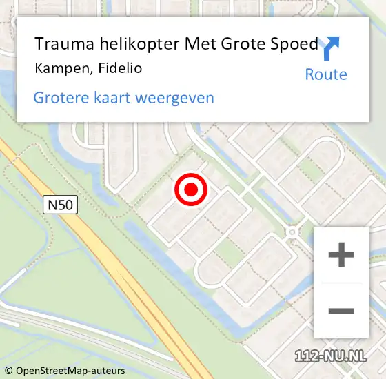 Locatie op kaart van de 112 melding: Trauma helikopter Met Grote Spoed Naar Kampen, Fidelio op 25 oktober 2023 20:44