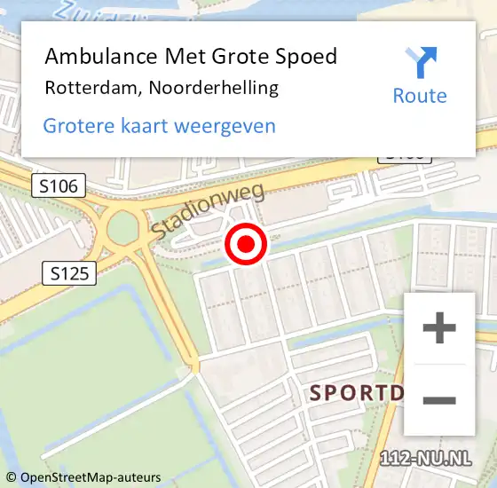 Locatie op kaart van de 112 melding: Ambulance Met Grote Spoed Naar Rotterdam, Noorderhelling op 25 oktober 2023 21:15
