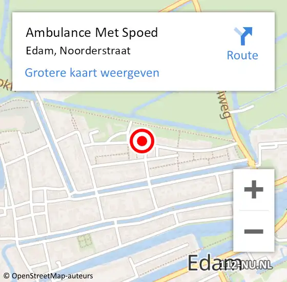 Locatie op kaart van de 112 melding: Ambulance Met Spoed Naar Edam, Noorderstraat op 25 oktober 2023 21:26