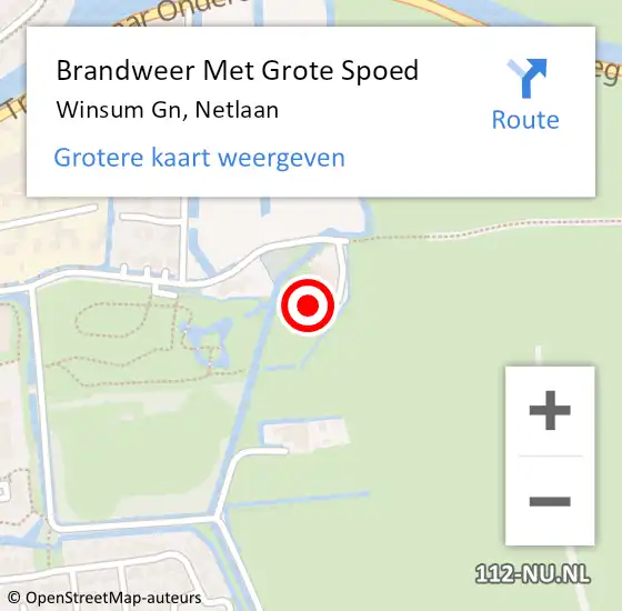 Locatie op kaart van de 112 melding: Brandweer Met Grote Spoed Naar Winsum Gn, Netlaan op 12 september 2014 19:34