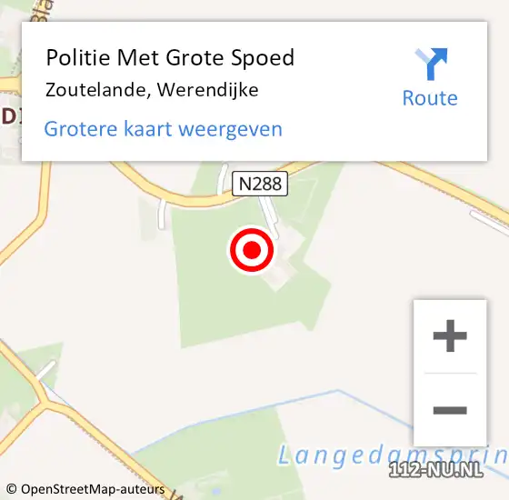 Locatie op kaart van de 112 melding: Politie Met Grote Spoed Naar Zoutelande, Werendijke op 25 oktober 2023 21:46