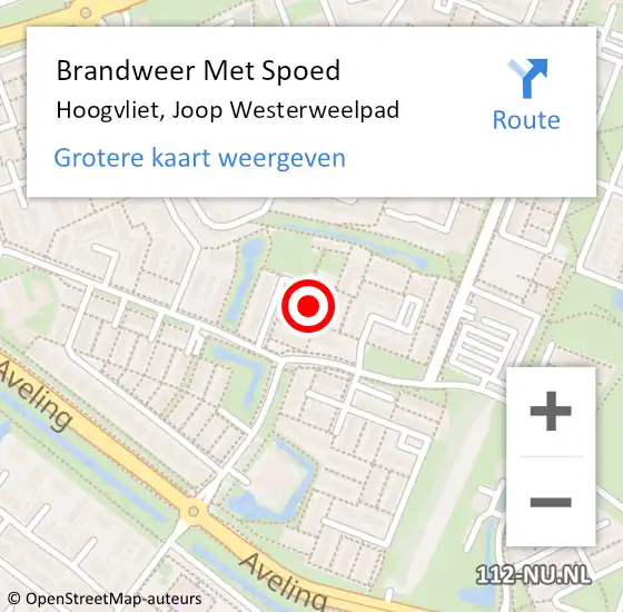 Locatie op kaart van de 112 melding: Brandweer Met Spoed Naar Hoogvliet, Joop Westerweelpad op 25 oktober 2023 22:05