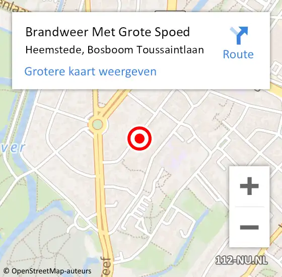 Locatie op kaart van de 112 melding: Brandweer Met Grote Spoed Naar Heemstede, Bosboom Toussaintlaan op 25 oktober 2023 22:20