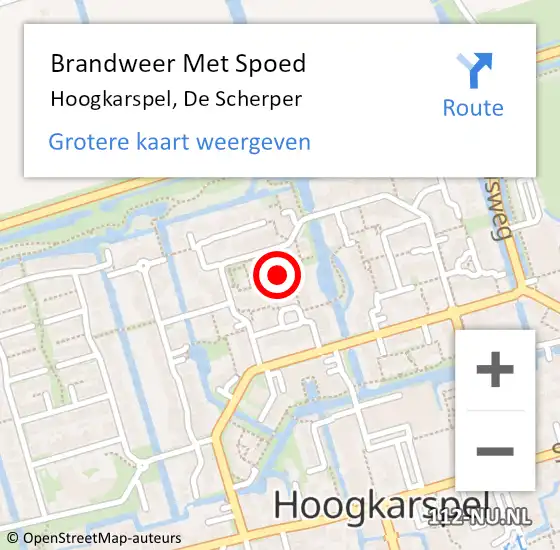 Locatie op kaart van de 112 melding: Brandweer Met Spoed Naar Hoogkarspel, De Scherper op 25 oktober 2023 22:46