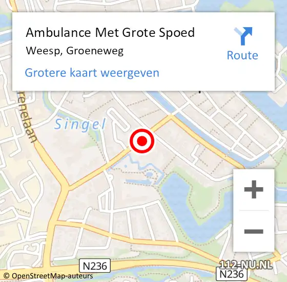 Locatie op kaart van de 112 melding: Ambulance Met Grote Spoed Naar Weesp, Groeneweg op 25 oktober 2023 22:48