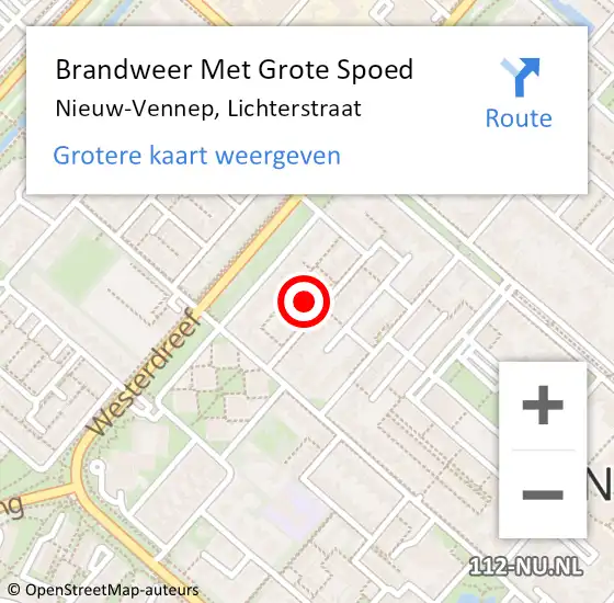 Locatie op kaart van de 112 melding: Brandweer Met Grote Spoed Naar Nieuw-Vennep, Lichterstraat op 25 oktober 2023 23:01