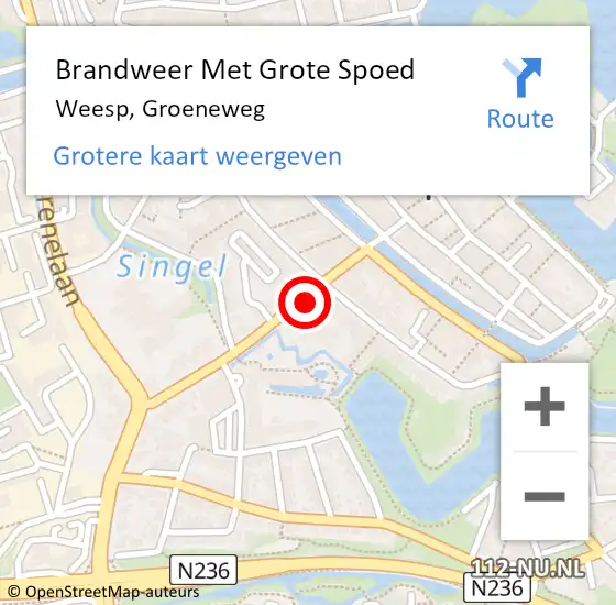 Locatie op kaart van de 112 melding: Brandweer Met Grote Spoed Naar Weesp, Groeneweg op 25 oktober 2023 23:08