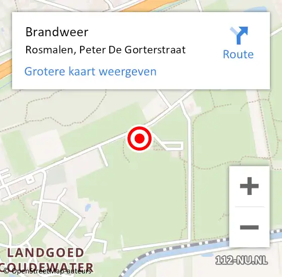 Locatie op kaart van de 112 melding: Brandweer Rosmalen, Peter De Gorterstraat op 12 september 2014 19:46