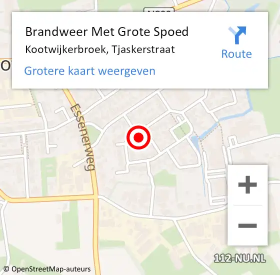 Locatie op kaart van de 112 melding: Brandweer Met Grote Spoed Naar Kootwijkerbroek, Tjaskerstraat op 26 oktober 2023 01:24