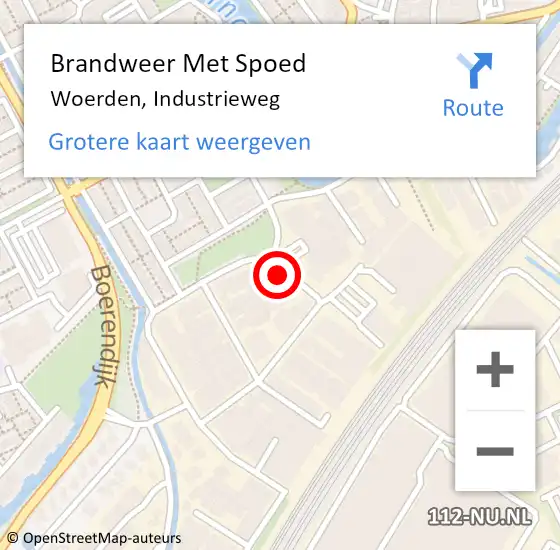 Locatie op kaart van de 112 melding: Brandweer Met Spoed Naar Woerden, Industrieweg op 26 oktober 2023 01:26