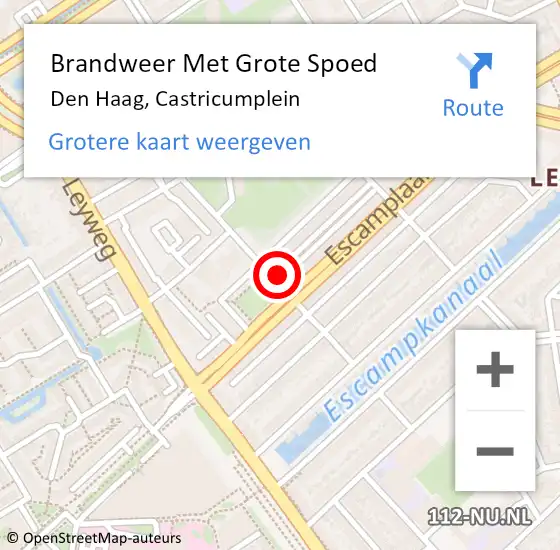 Locatie op kaart van de 112 melding: Brandweer Met Grote Spoed Naar Den Haag, Castricumplein op 26 oktober 2023 01:29