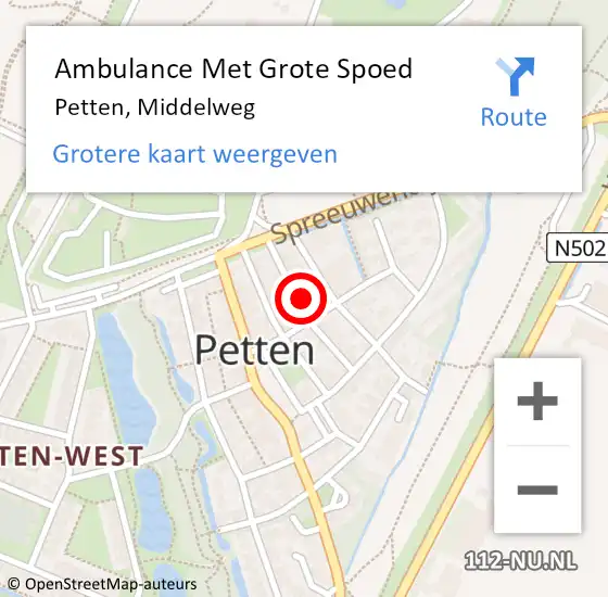 Locatie op kaart van de 112 melding: Ambulance Met Grote Spoed Naar Petten, Middelweg op 26 oktober 2023 02:35