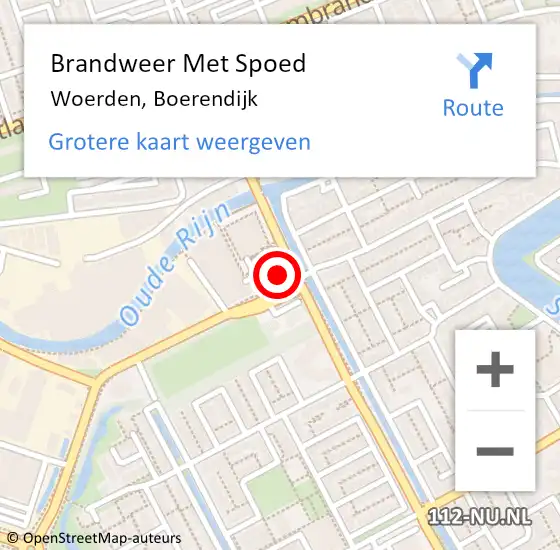 Locatie op kaart van de 112 melding: Brandweer Met Spoed Naar Woerden, Boerendijk op 26 oktober 2023 03:10