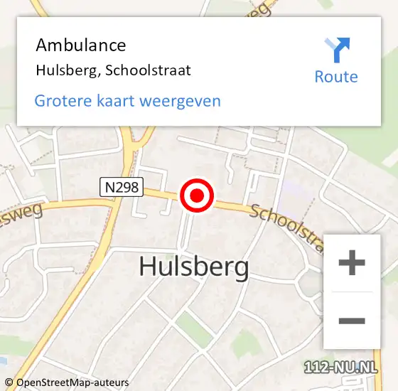 Locatie op kaart van de 112 melding: Ambulance Hulsberg, Schoolstraat op 12 september 2014 19:51