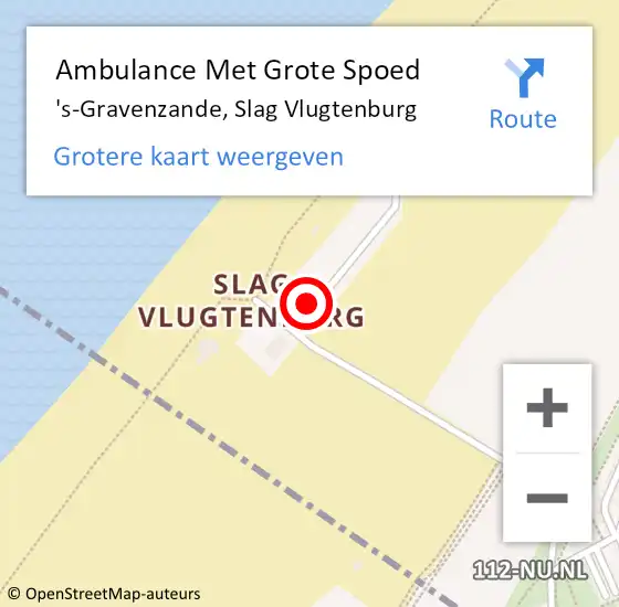 Locatie op kaart van de 112 melding: Ambulance Met Grote Spoed Naar 's-Gravenzande, Slag Vlugtenburg op 26 oktober 2023 04:05
