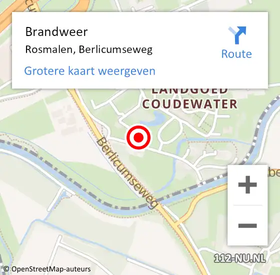 Locatie op kaart van de 112 melding: Brandweer Rosmalen, Berlicumseweg op 12 september 2014 19:52