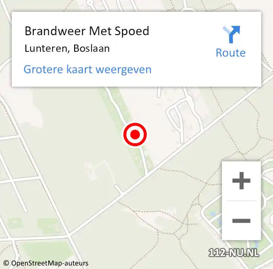 Locatie op kaart van de 112 melding: Brandweer Met Spoed Naar Lunteren, Boslaan op 26 oktober 2023 05:50